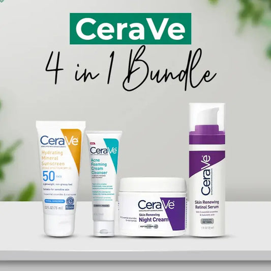 Cerave 4 In 1 Skincare Kit Night Cream, Sunblock, Cleanser & Serum For Radiant Skin